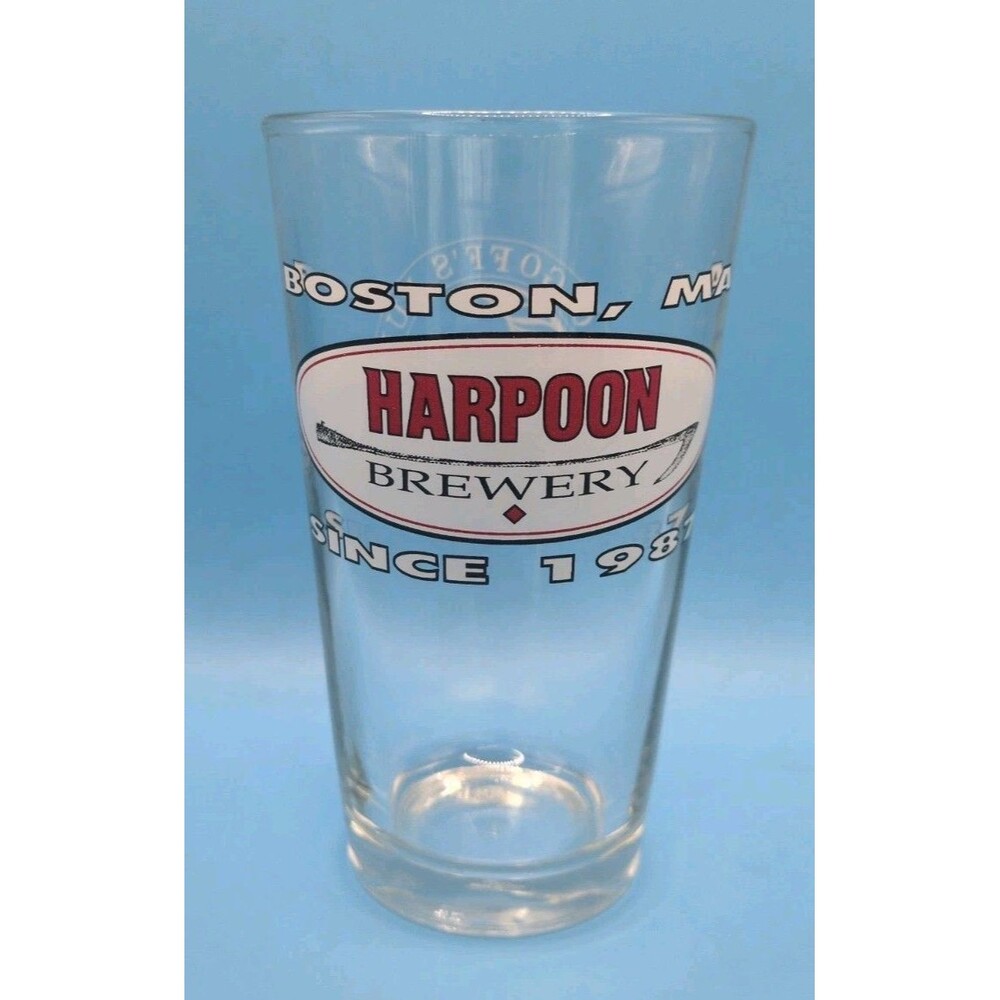HARPOON VINTAGE BEER PINT GLASS  ANNIVERSARY 1987 J.G. Goff's Pub Prov. RI